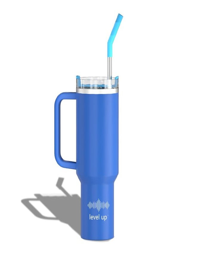 ليفل أب كوب معزول حراري سعة ١٢٠٠ مل/٤٠ أونصة | جدار مزدوج | ستانلس ستيل | محكم الإغلاق بتفريغ الهواء | مانع للتسرب | مزود بماصة | للمشروبات الباردة والساخنة (كوب أزرق سكاي لاين) - Image 1